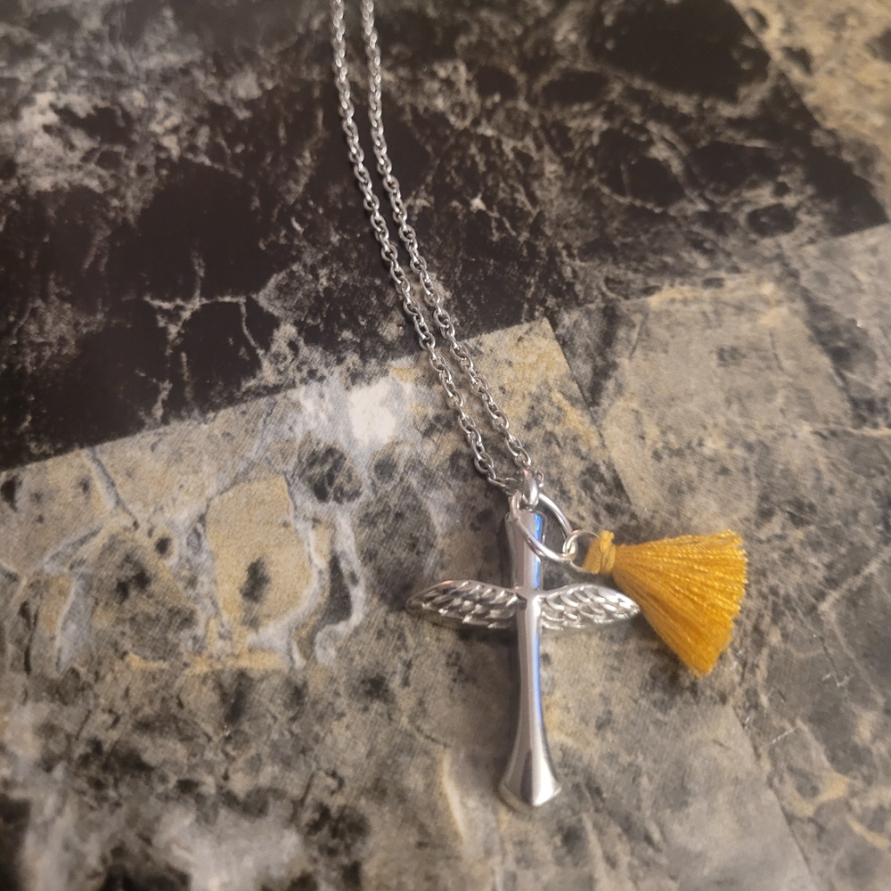 Handmade Urn necklace,  cross
